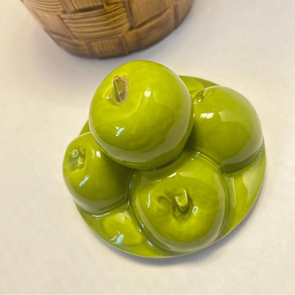1950's Doranne of California Large Canister Cookie Jar- Green Apples